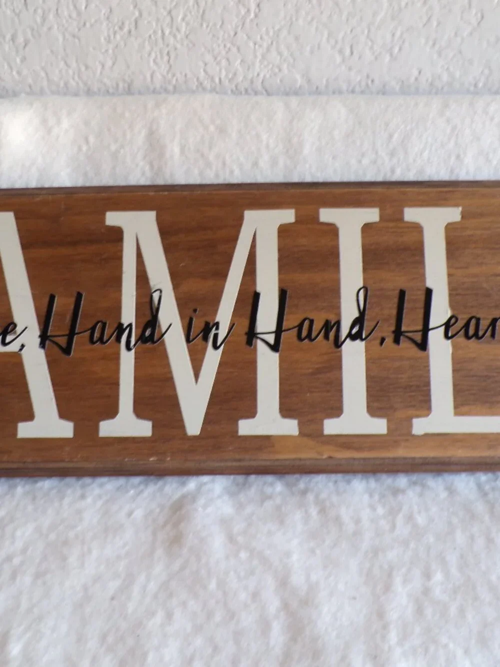 Wooden FAMILY Plaque Side by Side, Hand in Hand, Heart to Heart